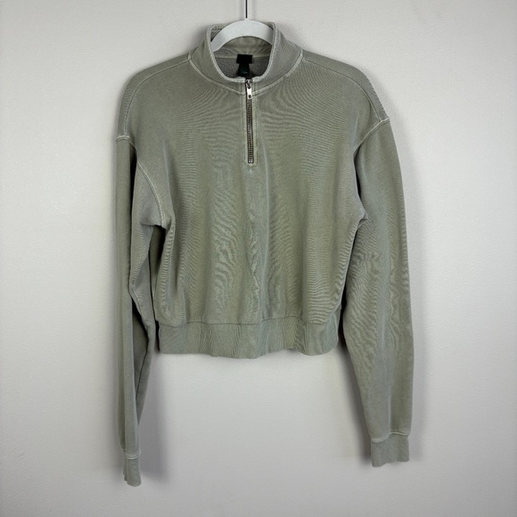 Wild Fable Sage Quarter Zip Cropped Sweatshirt - Size Medium - Picture 1 of 5